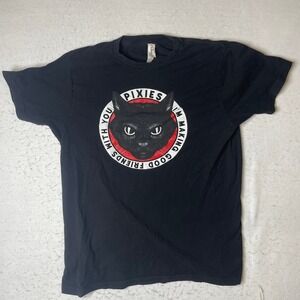 Pixies Black Cat Graphic T Shirt Band Tee Size Large